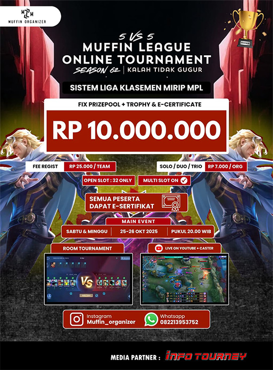 turnamen ml mlbb mole mobile legends oktober 2025 muffin season 62 8 poster