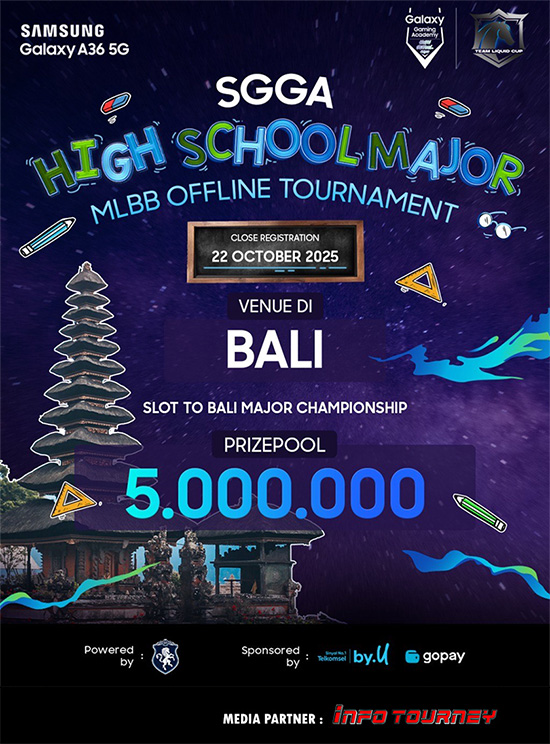 turnamen ml mlbb mole mobile legends oktober 2025 sgga high school major poster