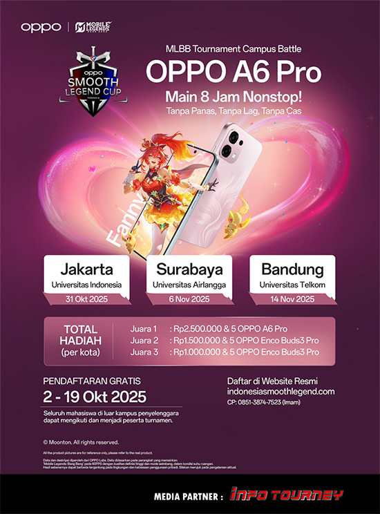 turnamen ml mlbb mole mobile legends oktober 2025 smooth legend a6 pro campus battle poster