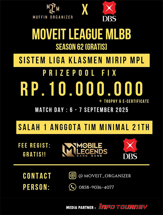 turnamen ml mlbb mole mobile legends september 2025 moveit league x bank dbs season 62 poster