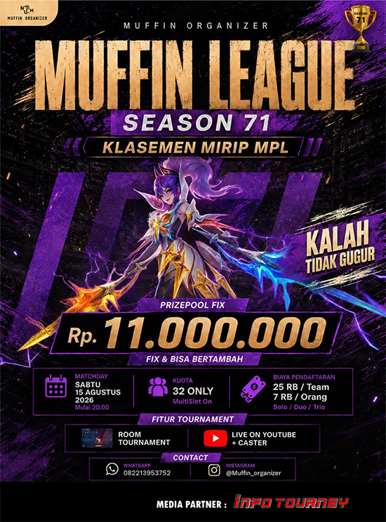 turnamen ml mlbb mole mobile legends agustus 2026 muffin season 71 2 poster