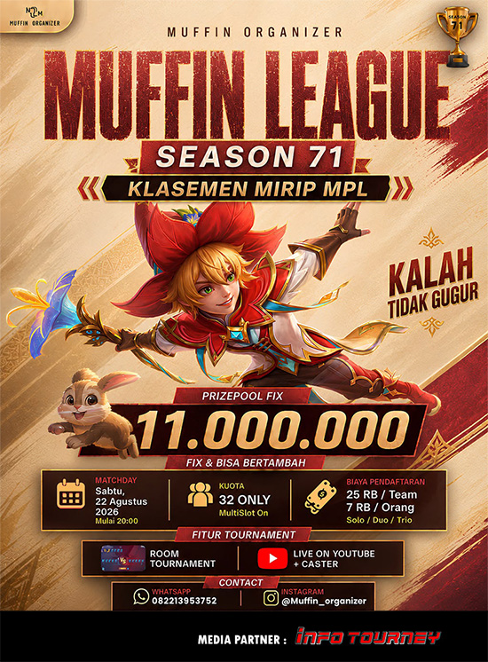 turnamen ml mlbb mole mobile legends agustus 2026 muffin season 71 3 poster