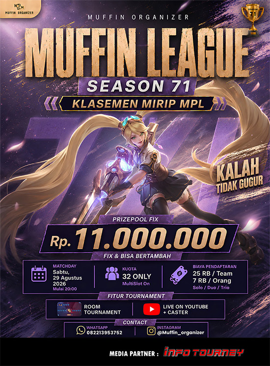 turnamen ml mlbb mole mobile legends agustus 2026 muffin season 71 5 poster