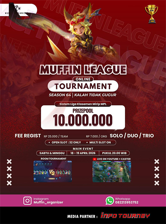 turnamen ml mlbb mole mobile legends april 2026 muffin season 64 9 poster