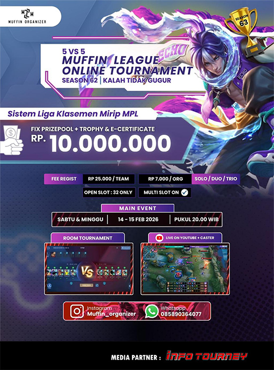 turnamen ml mlbb mole mobile legends februari 2026 muffin season 63 12 poster