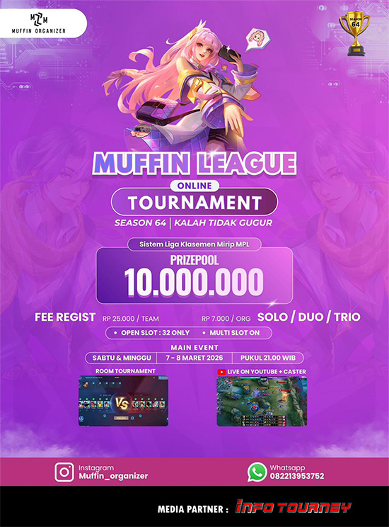 turnamen ml mlbb mole mobile legends maret 2026 muffin season 64 3 poster
