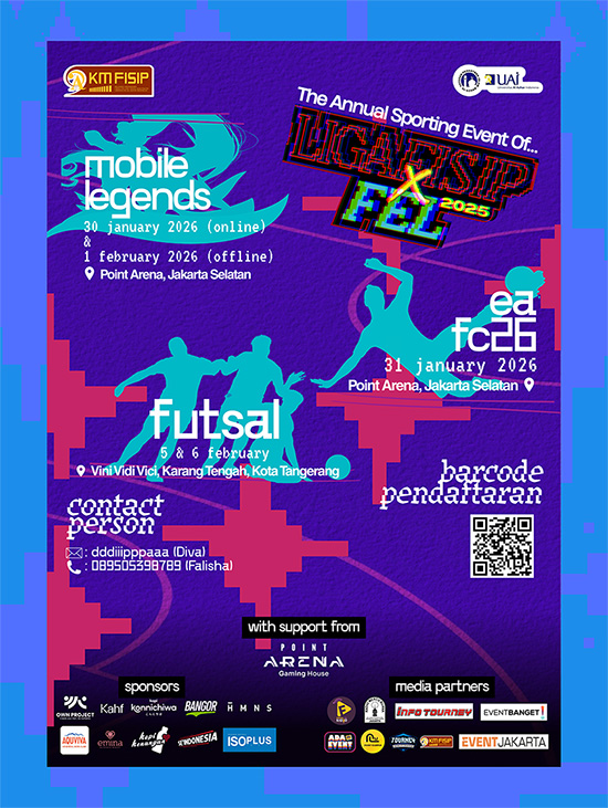turnamen ml mlbb mole mobile legends januari 2026 liga fisip x fel 2025 poster