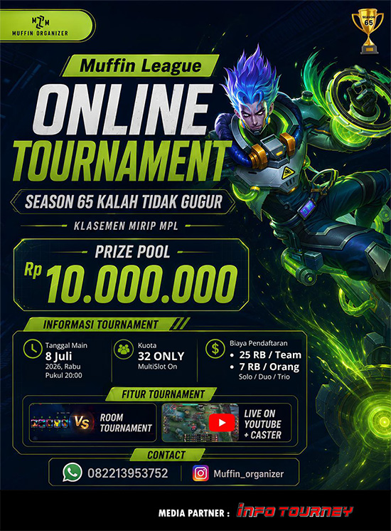 turnamen ml mlbb mole mobile legends juli 2026 muffin season 65 13 poster