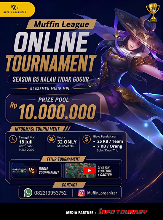 turnamen ml mlbb mole mobile legends juli 2026 muffin season 65 16 poster