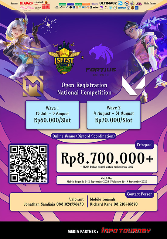 turnamen ml mlbb mole mobile legends september 2026 isfest x fortius esports 2026 poster