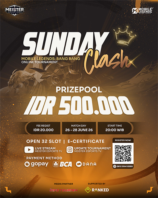 turnamen ml mlbb mole mobile legends juni 2026 meister sunday clash poster