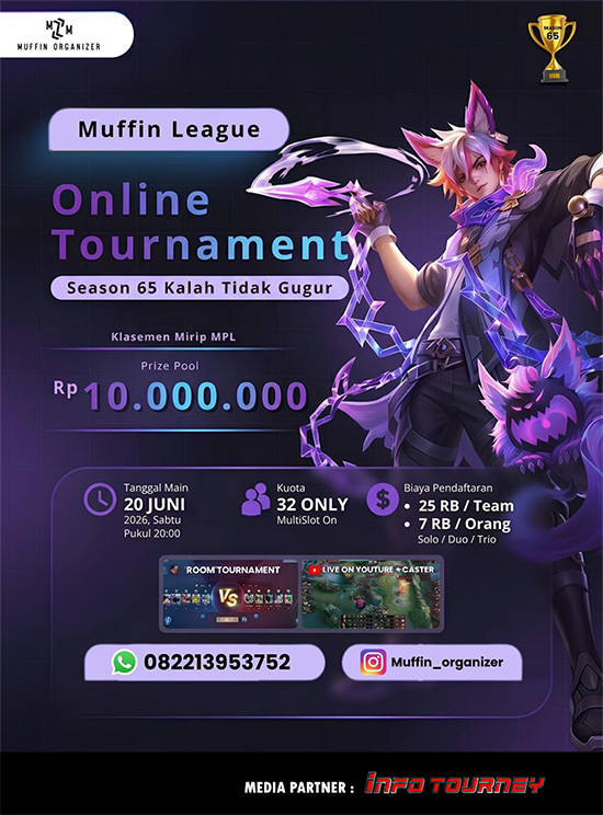 turnamen ml mlbb mole mobile legends juni 2026 muffin season 65 8 poster