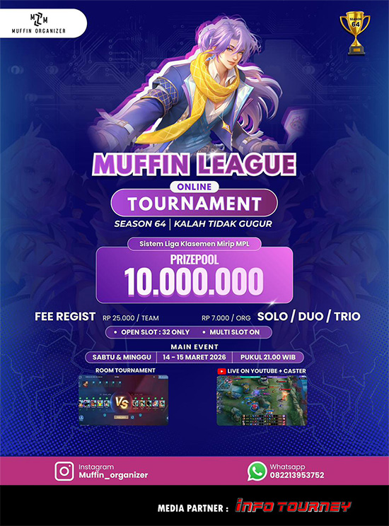 turnamen ml mlbb mole mobile legends maret 2026 muffin season 64 4 poster