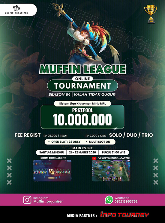 turnamen ml mlbb mole mobile legends maret 2026 muffin season 64 5 poster