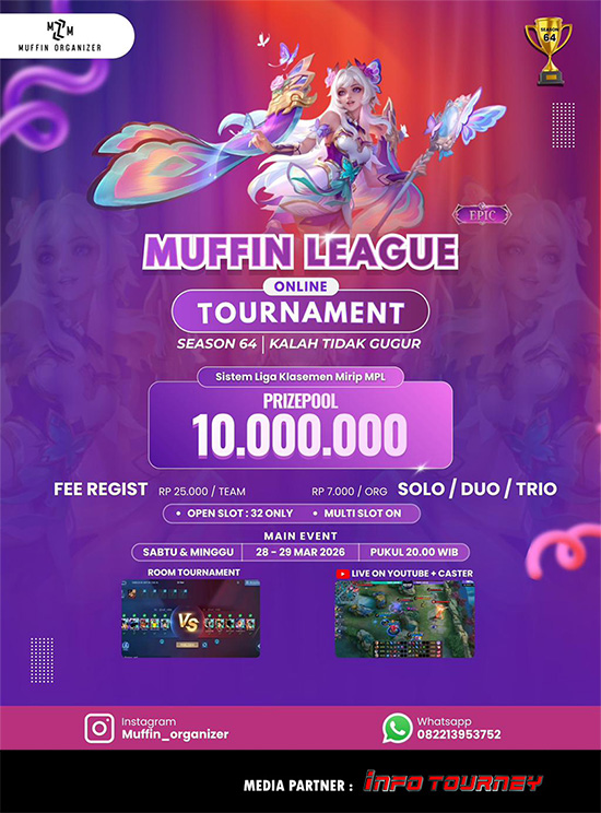 turnamen ml mlbb mole mobile legends maret 2026 muffin season 64 6 poster