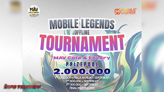 turnamen ml mlbb mole mobile legends mei 2026 mav cafe eatery logo