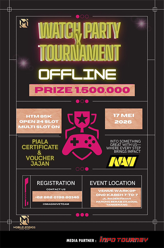 turnamen ml mlbb mole mobile legends mei 2026 watch party navi poster