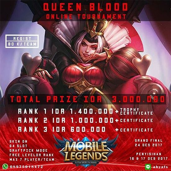 turnamen mobile legends queen blood desember 2017 poster