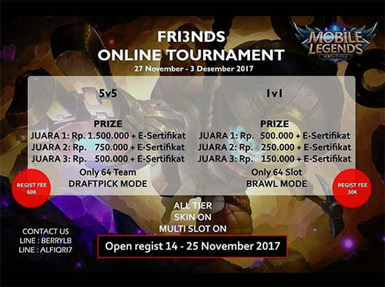 turnamen mobile legends fri3nds november 2017 poster