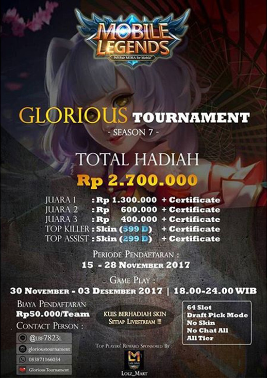 turnamen mobile legends glorious season7 november 2017 poster