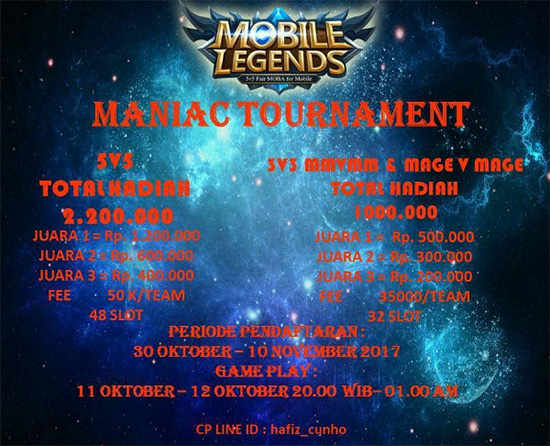 turnamen mobile legends maniac november 2017 poster