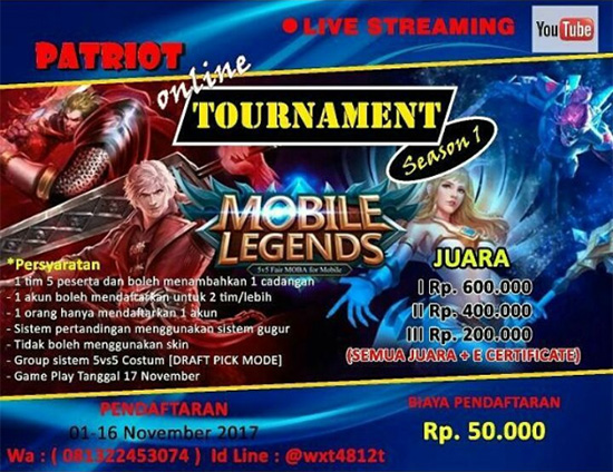 turnamen mobile legends patriot november 2017 poster