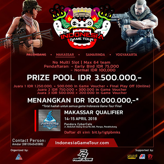 turnamen pb pointblank indonesia game tour makassar qualifier april 2018 poster