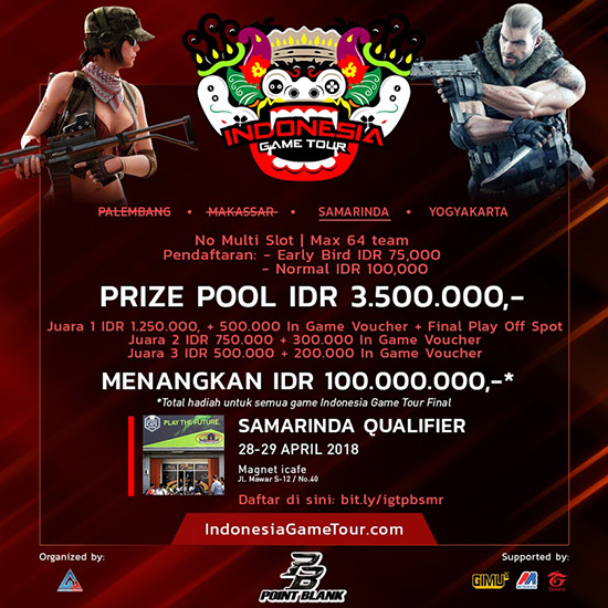 turnamen pb pointblank indonesia game tour samarinda qualifier april 2018 poster