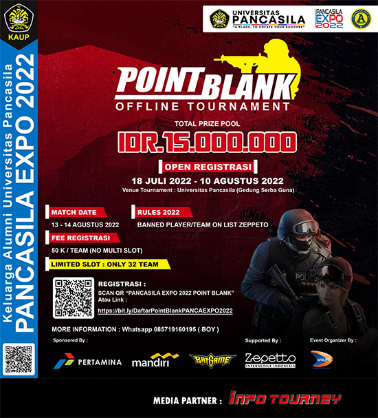 turnamen pb point blank agustus 2022 pancasila expo 2022 poster