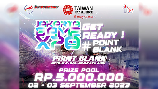 turnamen pb point blank september 2023 jakarta game expo 2023 bcp logo