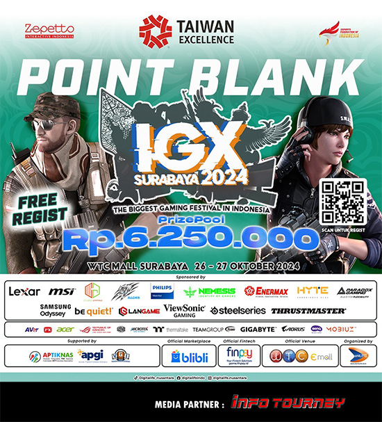 turnamen pb point blank oktober 2024 igx surabaya 2024 poster