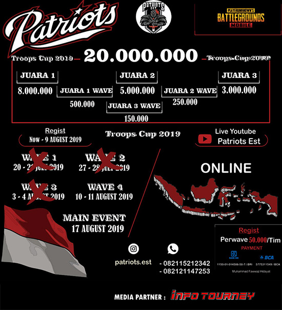 turnamen pubgm pubgmobile agustus 2019 patriot cup season 1 wave 4 poster