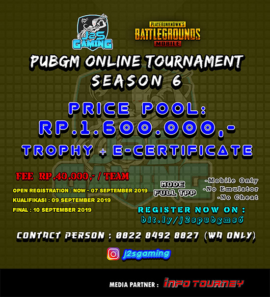 turnamen pubgm pubgmobile september 2019 j2s gaming season 6 poster