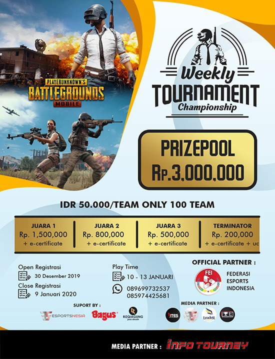 turnamen pubgm pubgmobile januari 2020 weekly season 1 poster