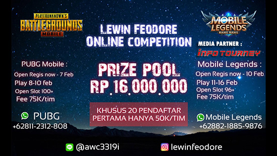 turnamen pubgm pubgmobile lewin feodore online competition februari 2019 logo