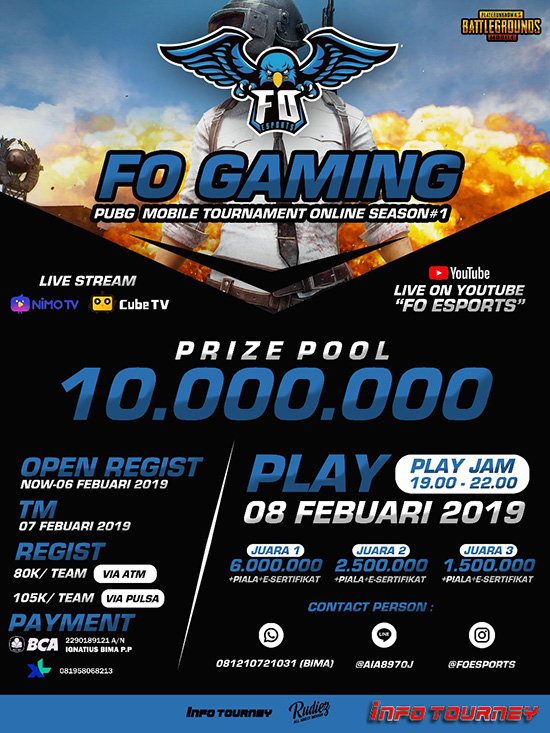 turnamen pubg pubgm pubgmobile fo gaming season 1 februari 2019 poster