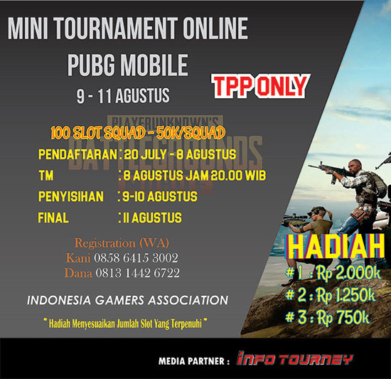 turnamen pubgm pubgmobile agustus 2019 indonesia gamers association poster