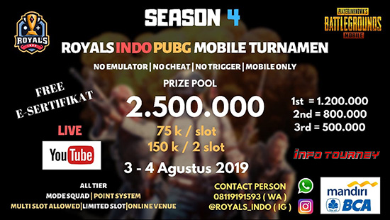 turnamen pubgm pubgmobile agustus 2019 royals indo group season 4 logo