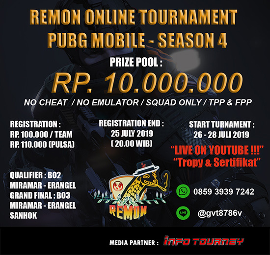 turnamen pubgm pubgmobile juli 2019 remon turnamen season 4 poster