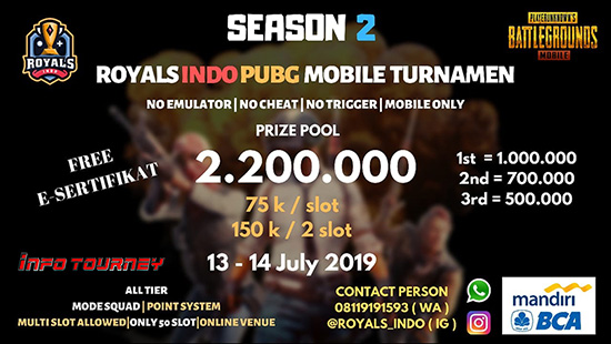 turnamen pubgm pubgmobile juli 2019 royals indo group season 2 logo