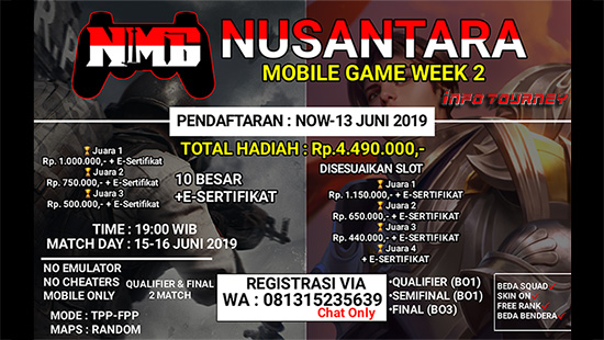 turnamen pubgm pubgmobile juni 2019 nusantara mobile game week 2 logo