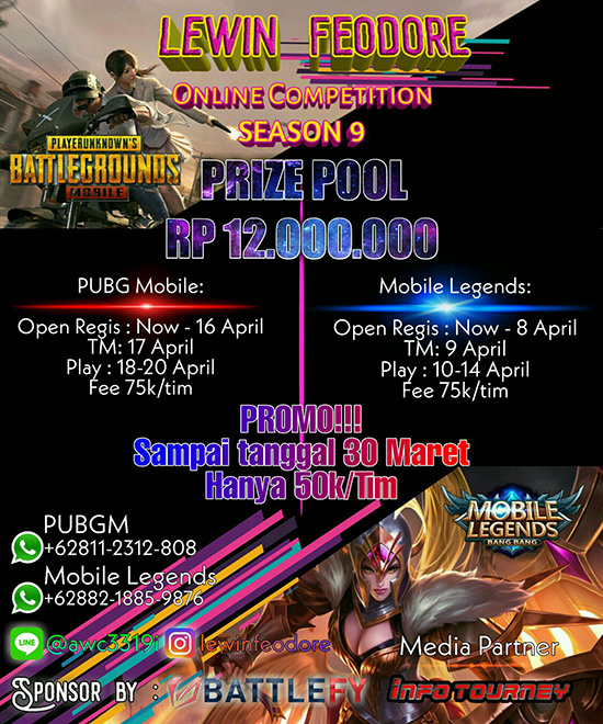 turnamen pubgm pubgmobile lewin feodore season 9 april 2019 poster