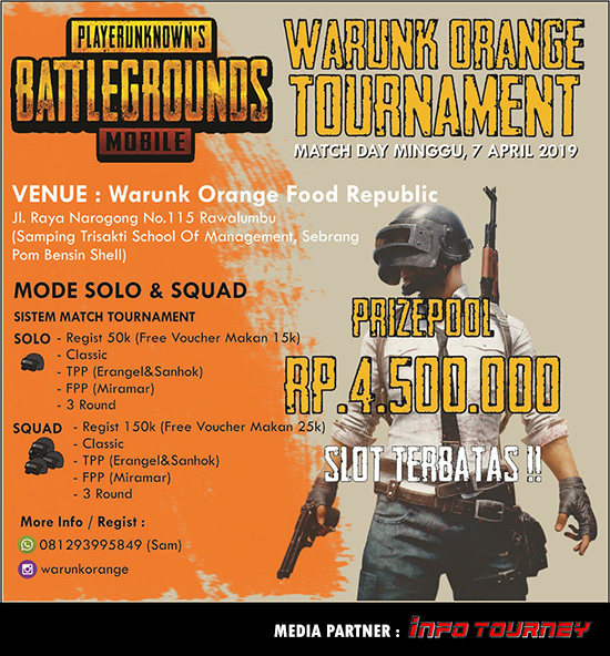 turnamen pubgm pubgmobile warunk orange tournament april 2019 poster
