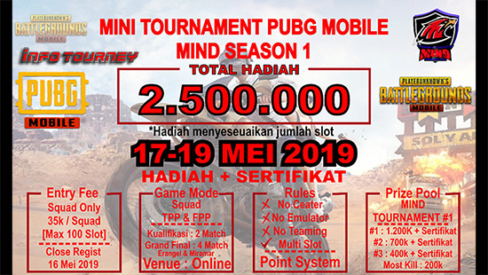 turnamen pubgm pubgmobile mind esport season 1 mei 2019 logo