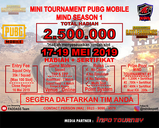 turnamen pubgm pubgmobile mind esport season 1 mei 2019 poster