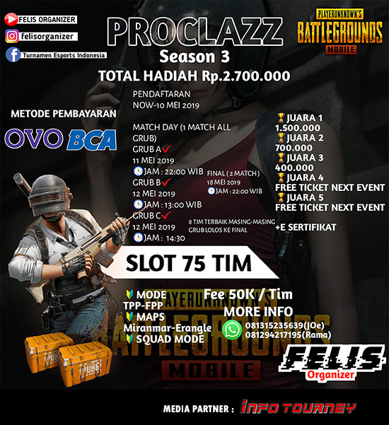 turnamen pubgm pubgmobile proclazz season 3 mei 2019 poster