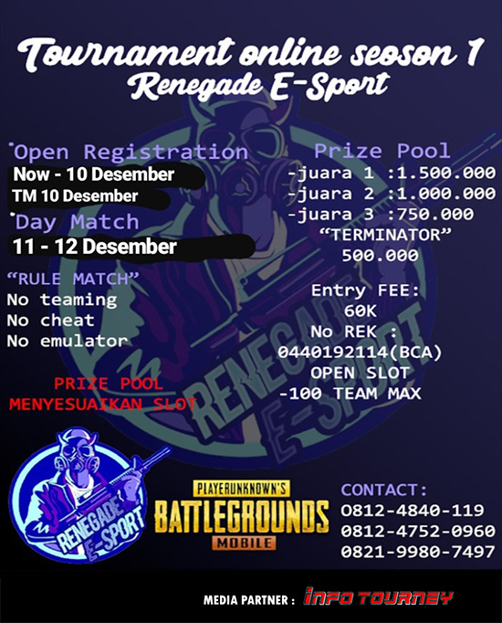 turnamen pubgm pubgmobile desember 2019 renegade esport season 1 poster