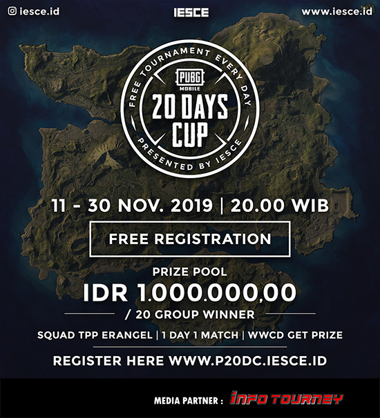 turnamen pubgm pubgmobile november 2019 20 days cup poster