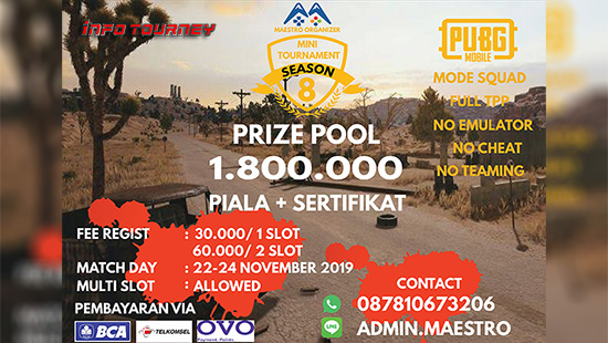 turnamen pubgm pubgmobile november 2019 maestro organizer season 8 poster