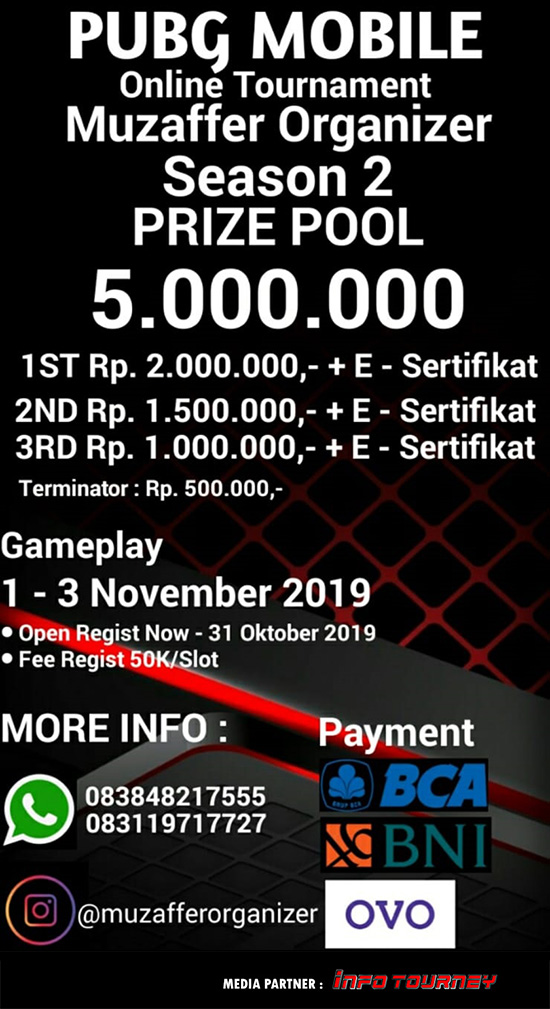 turnamen pubgm pubgmobile november 2019 muzaffer organizer season 2 poster